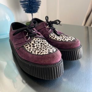Authentic underground ‘Creepers’ violet suede and dyed pony hide